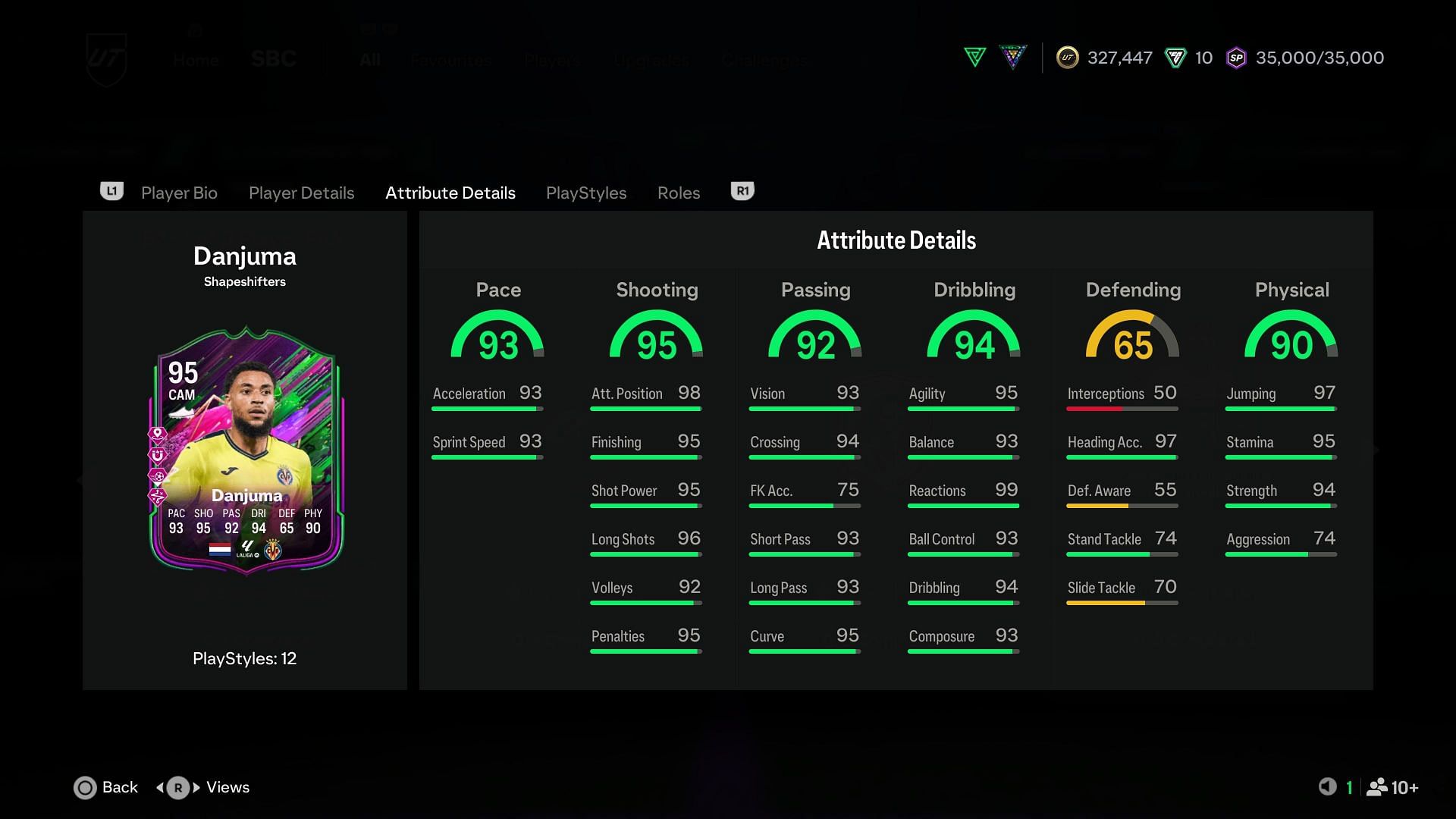 The stats (Image via EA Sports)